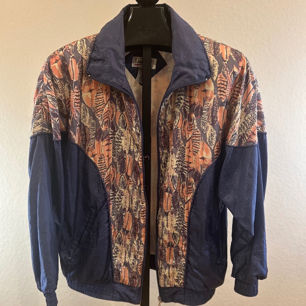 Vintage‎ Janeve Feather Print Track Jacket Womens Size M